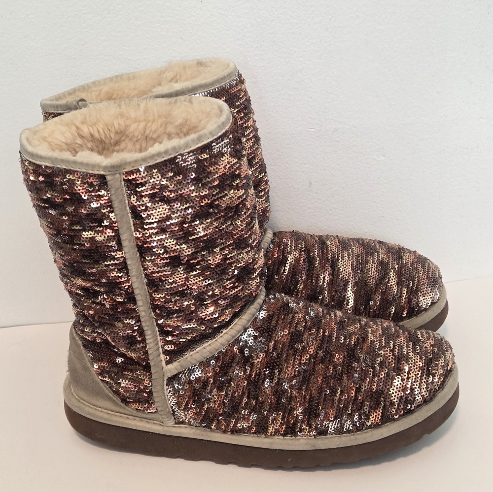 UGG Gold Sequin Classic Short Boots - Picture 5 of 16